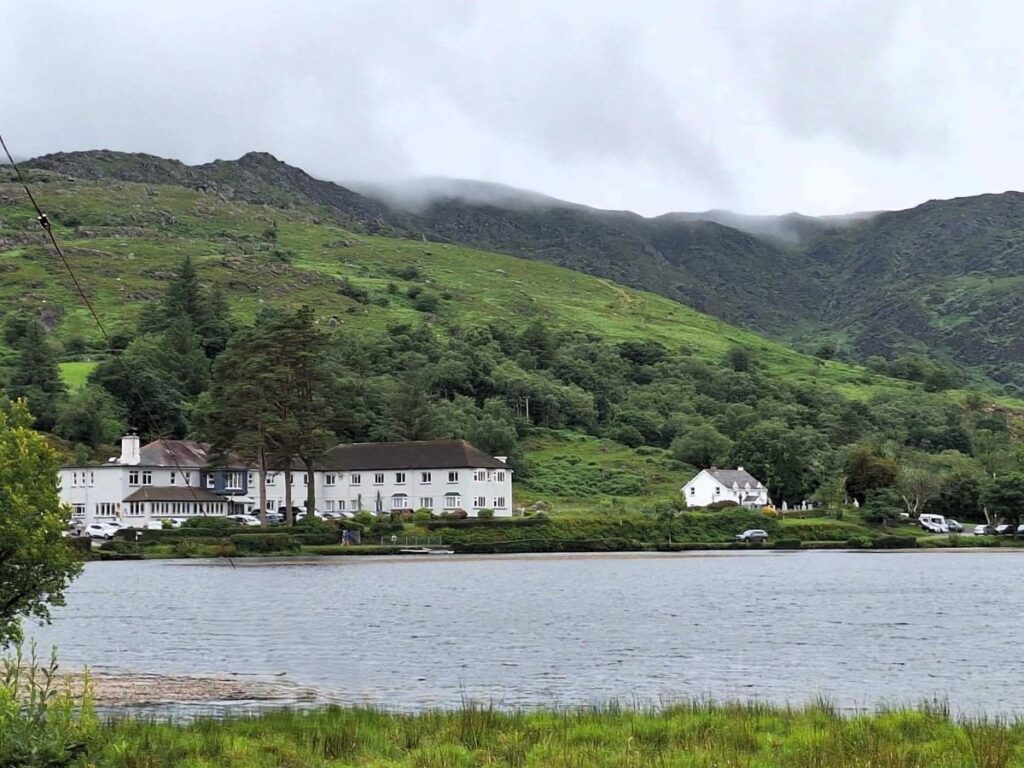 gougane barra hotel in the distance