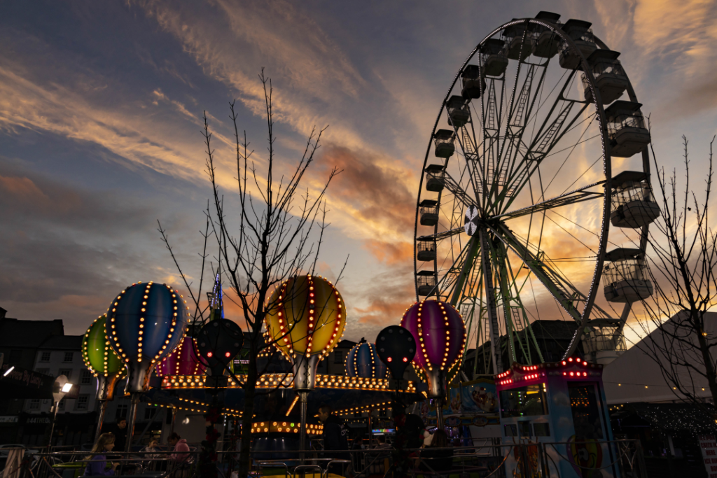 waterford winterval ferris wheel sunset